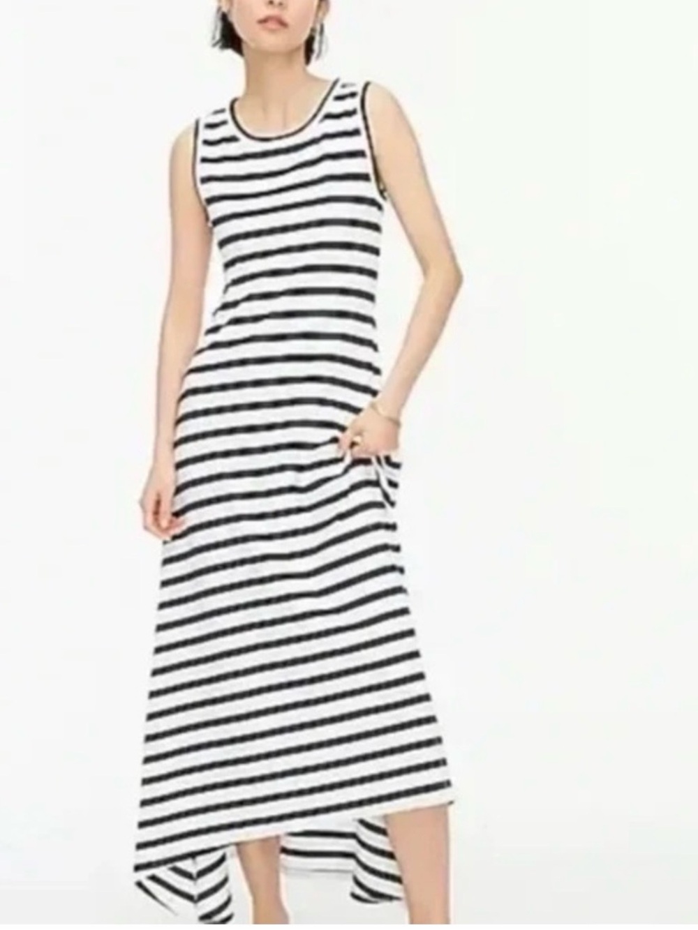 Striped Sleeveless Maxi Dress - Navy & White